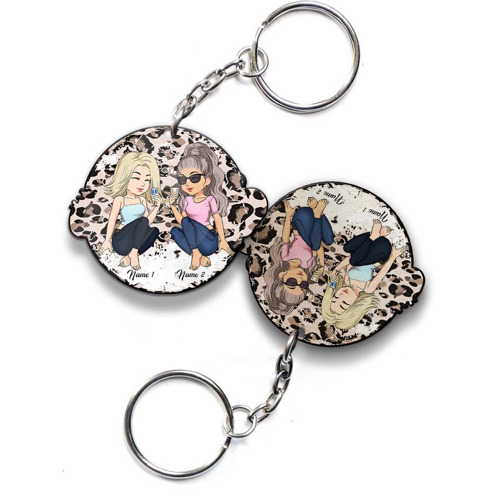 Porte-clés personnalisé Besties Leopard (Impression recto verso)