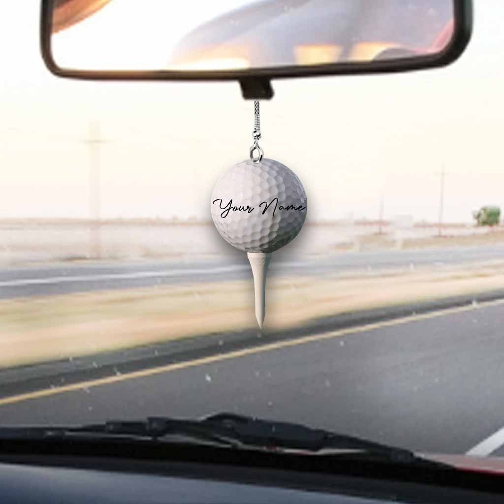 Golf Tee Personalized Car Ornament (Printed On Both Sides)