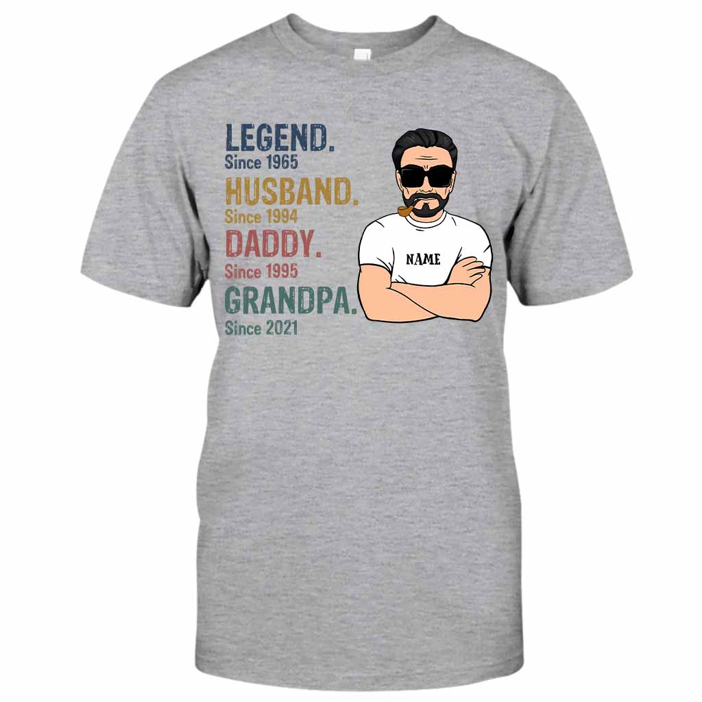 Légende Mari Papa Grand-père - T-shirt et sweat à capuche personnalisés pour papa 062021