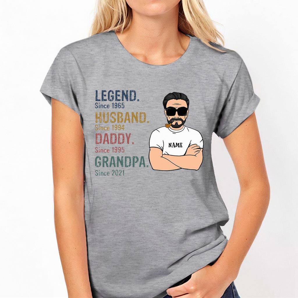 Légende Mari Papa Grand-père - T-shirt et sweat à capuche personnalisés pour papa 062021