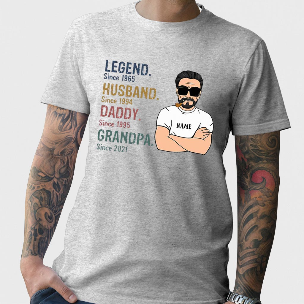 Légende Mari Papa Grand-père - T-shirt et sweat à capuche personnalisés pour papa 062021