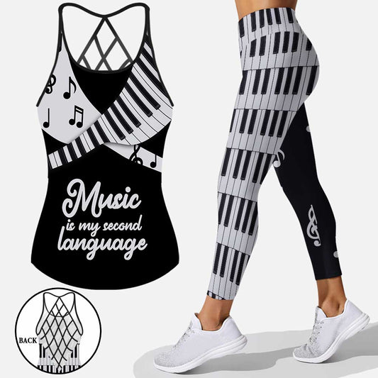 Music Lovers - Piano Cross Tank Top and Leggings