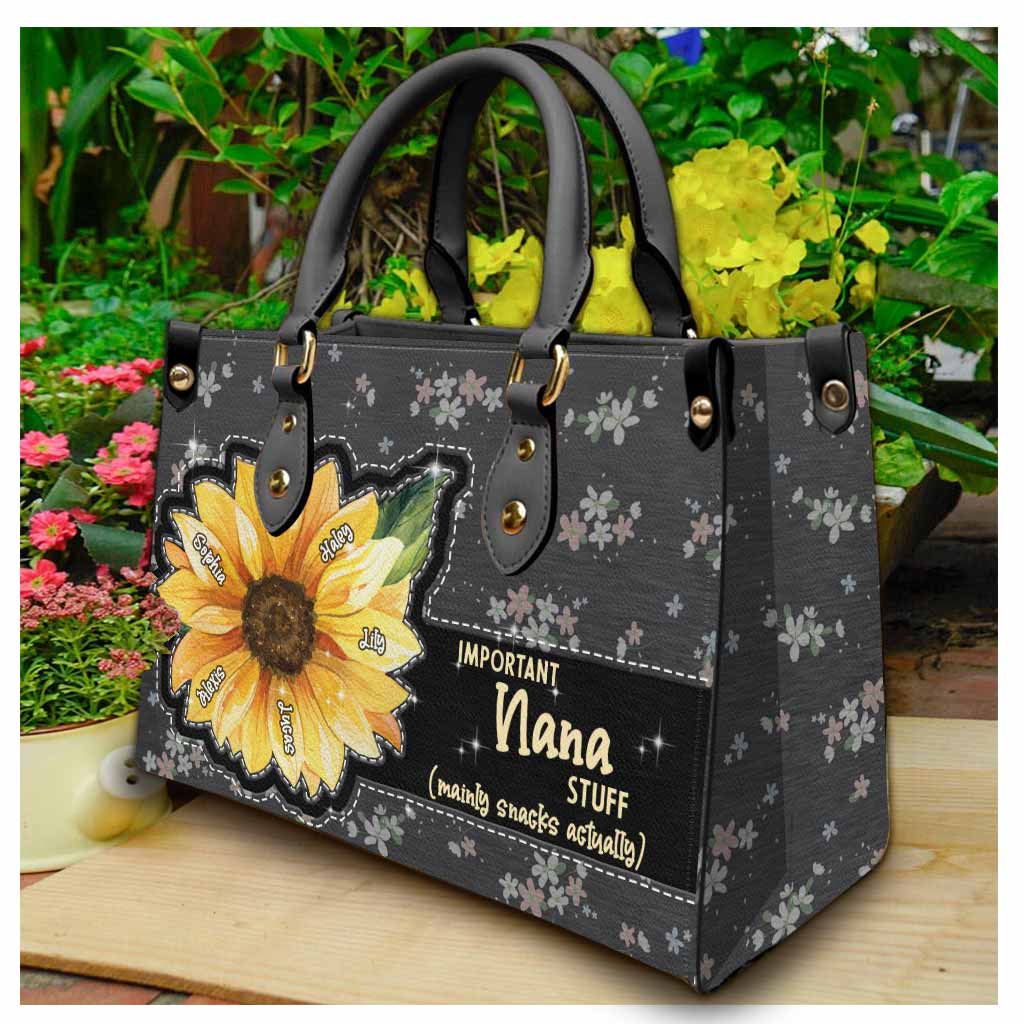 Sac à main en cuir personnalisé « Petit soleil de grand-mère et tournesol »
