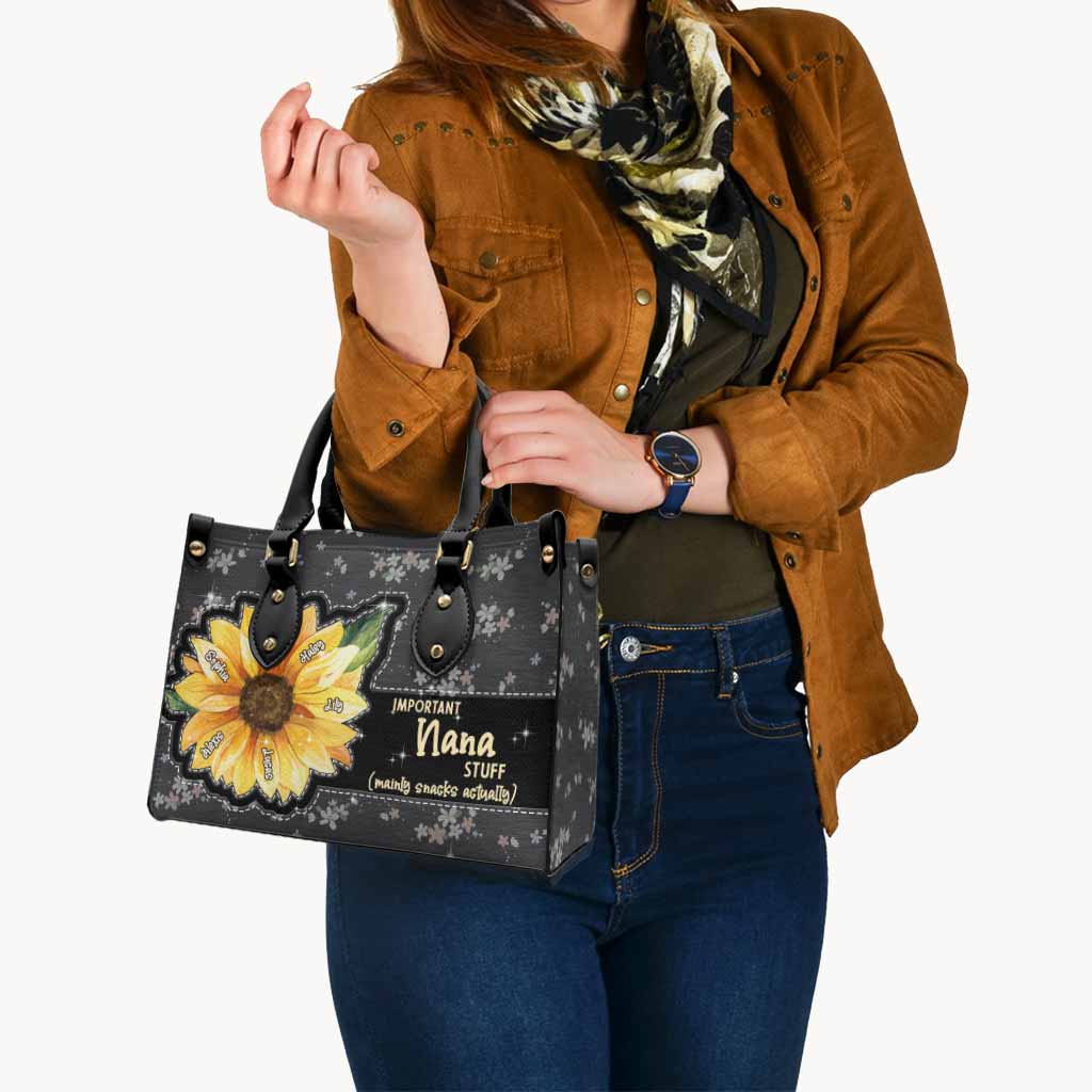 Sac à main en cuir personnalisé « Petit soleil de grand-mère et tournesol »