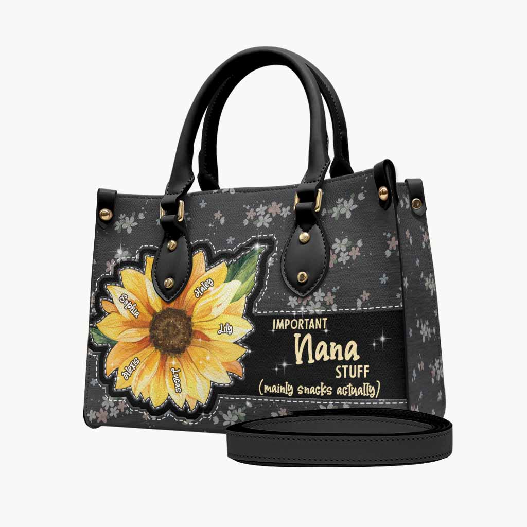 Sac à main en cuir personnalisé « Petit soleil de grand-mère et tournesol »