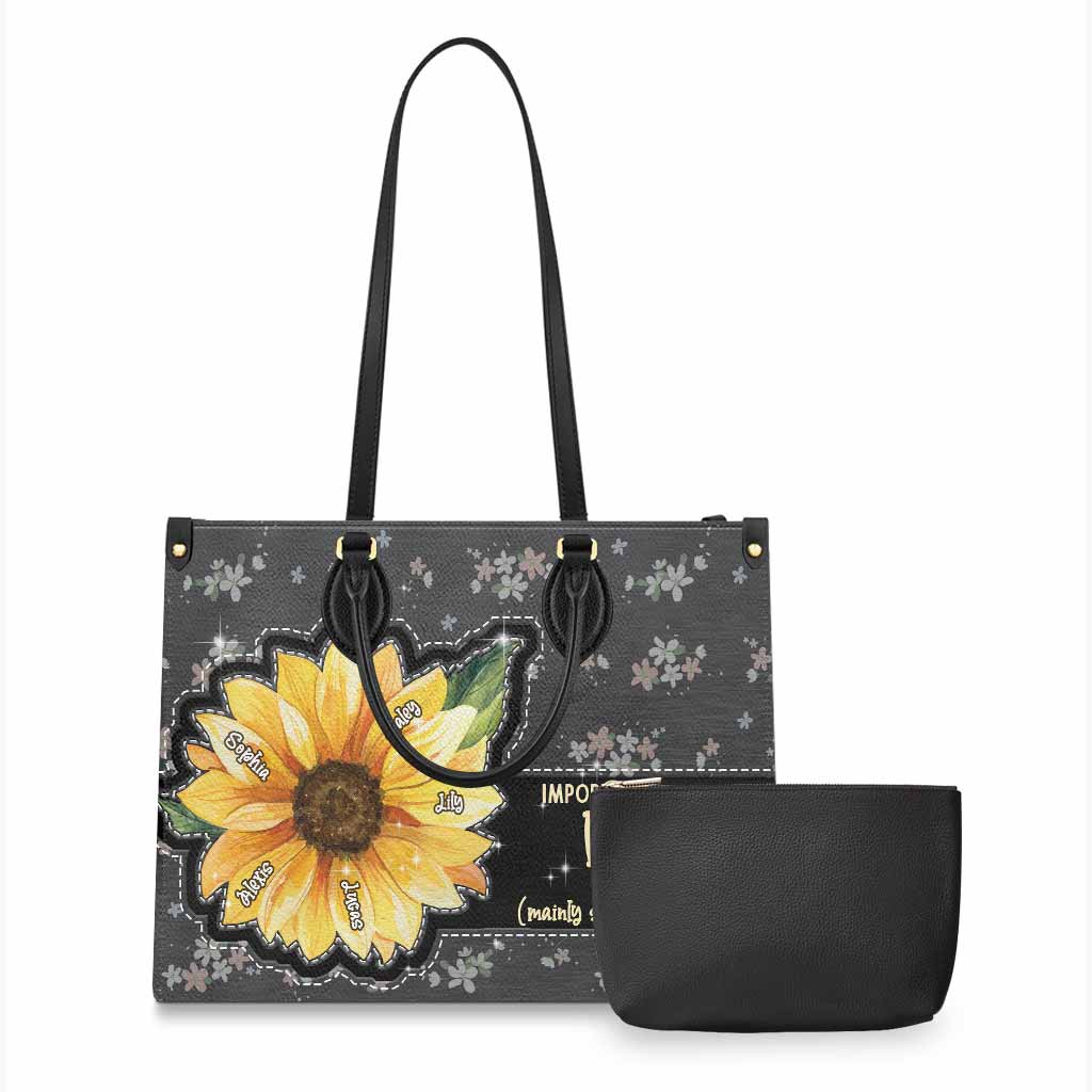 Sac à main en cuir personnalisé « Petit soleil de grand-mère et tournesol »