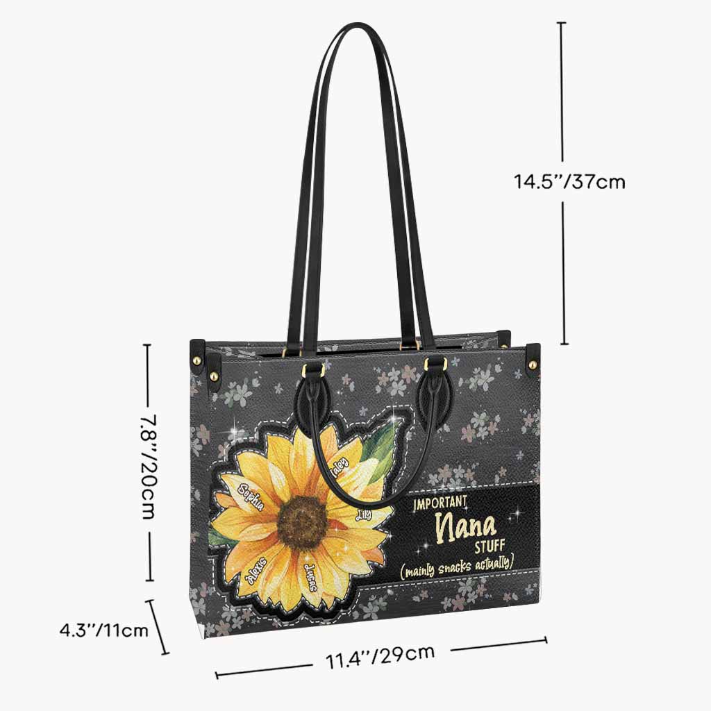 Sac à main en cuir personnalisé « Petit soleil de grand-mère et tournesol »