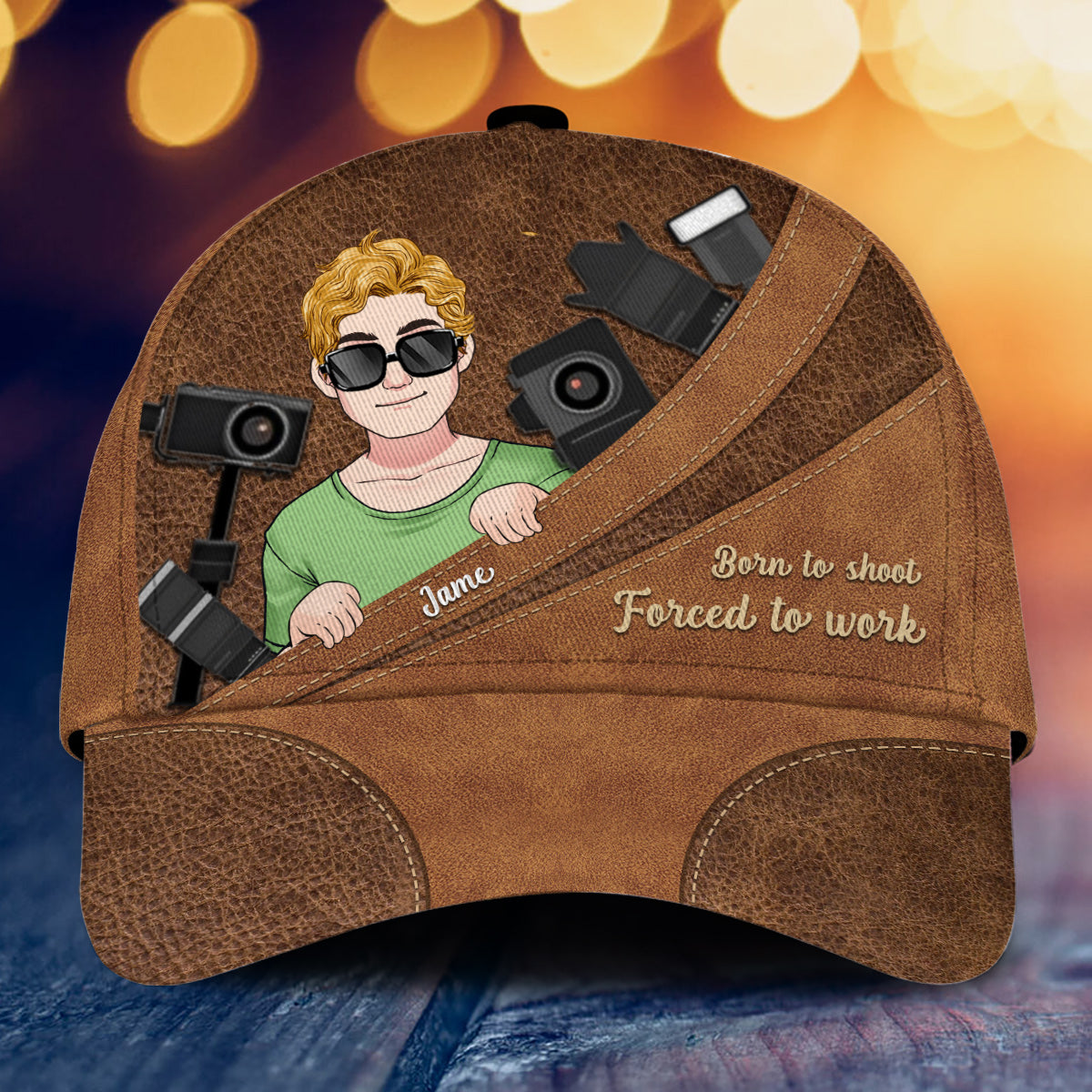 Né pour photographier, forcé de travailler - Casquette classique de photographie personnalisée