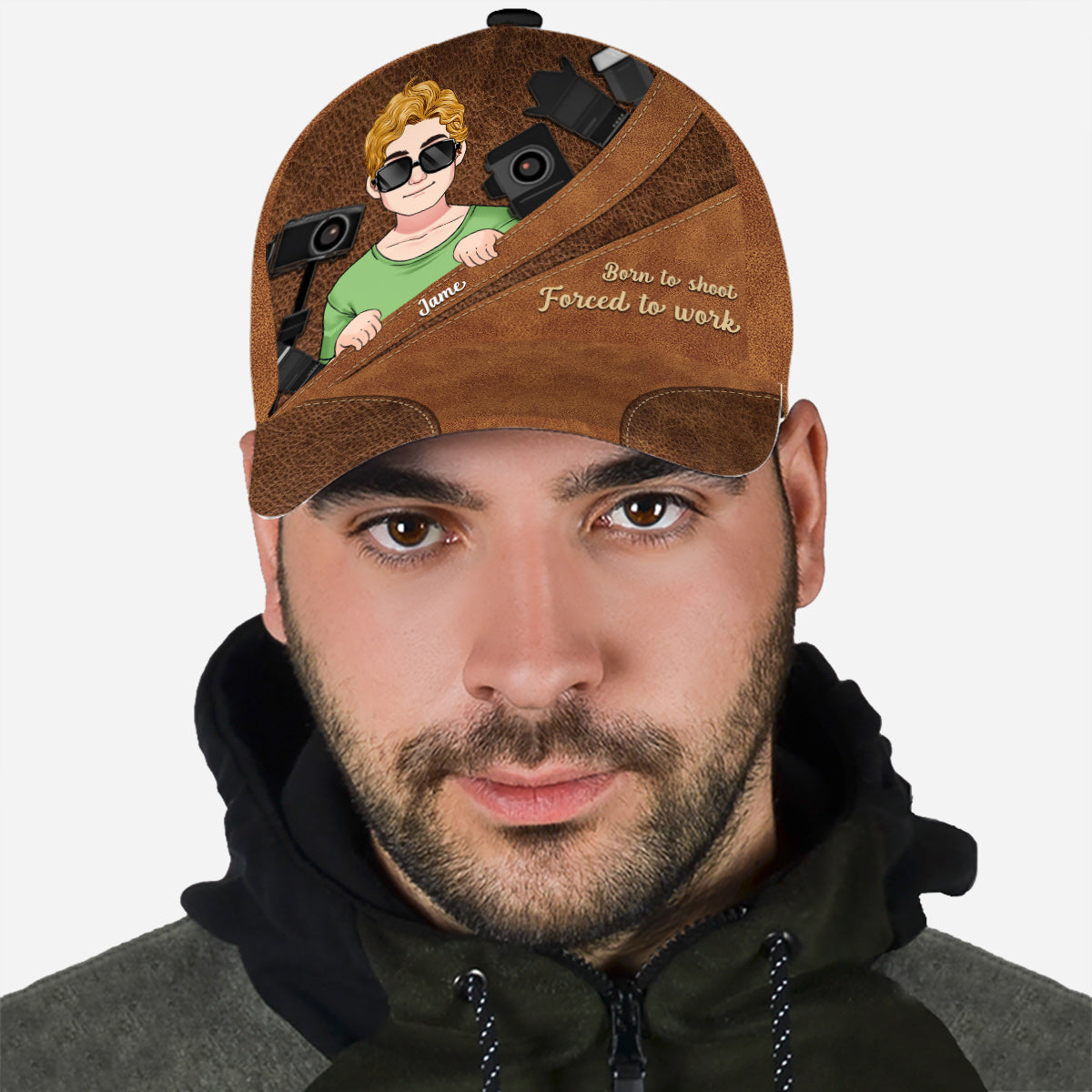 Né pour photographier, forcé de travailler - Casquette classique de photographie personnalisée