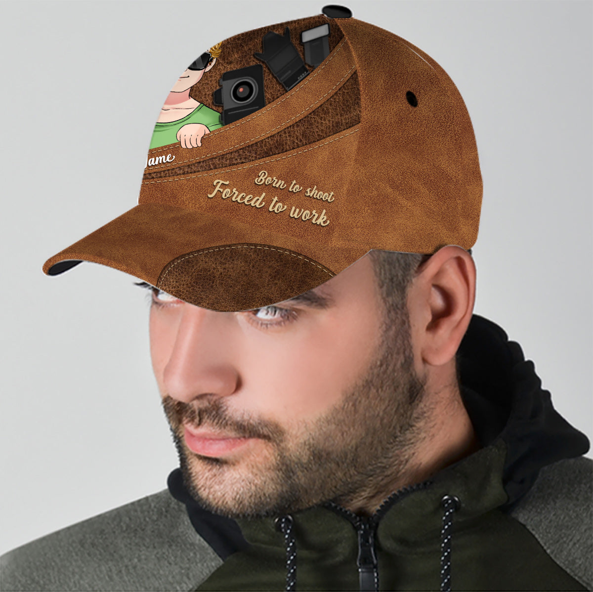Né pour photographier, forcé de travailler - Casquette classique de photographie personnalisée