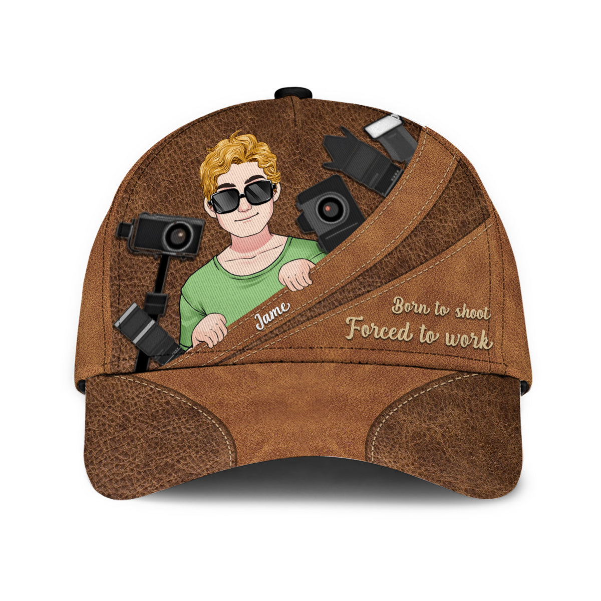 Né pour photographier, forcé de travailler - Casquette classique de photographie personnalisée