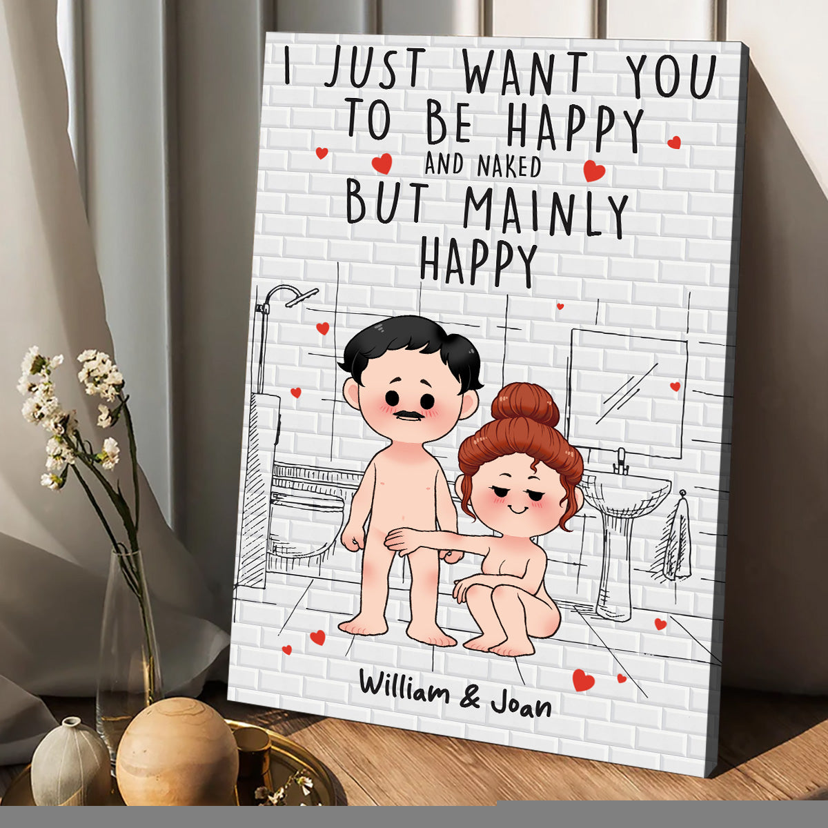 Save Water Shower Together - Personalized Couple Canvas And Poster