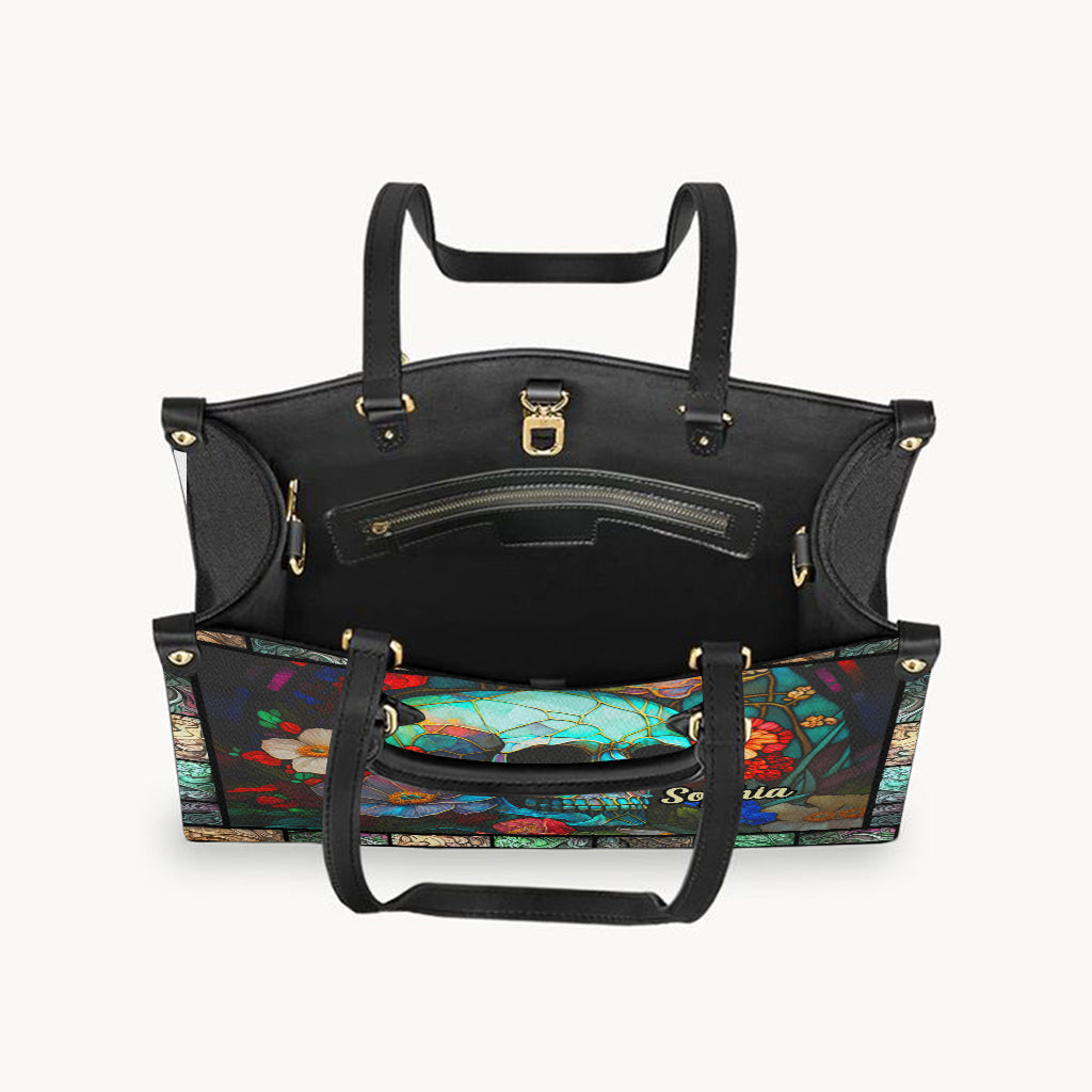 Floral Skull - Personalized Skull Leather Handbag
