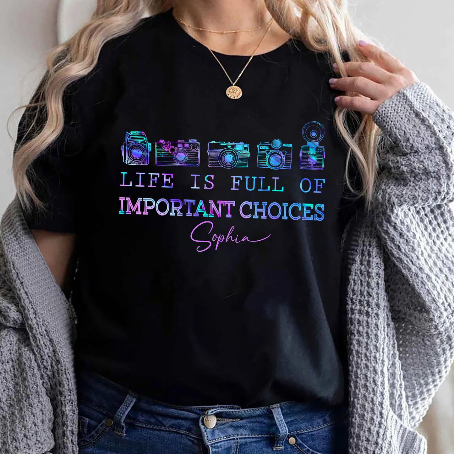 La vie est pleine de choix importants - T-shirt et sweat à capuche personnalisés avec photo