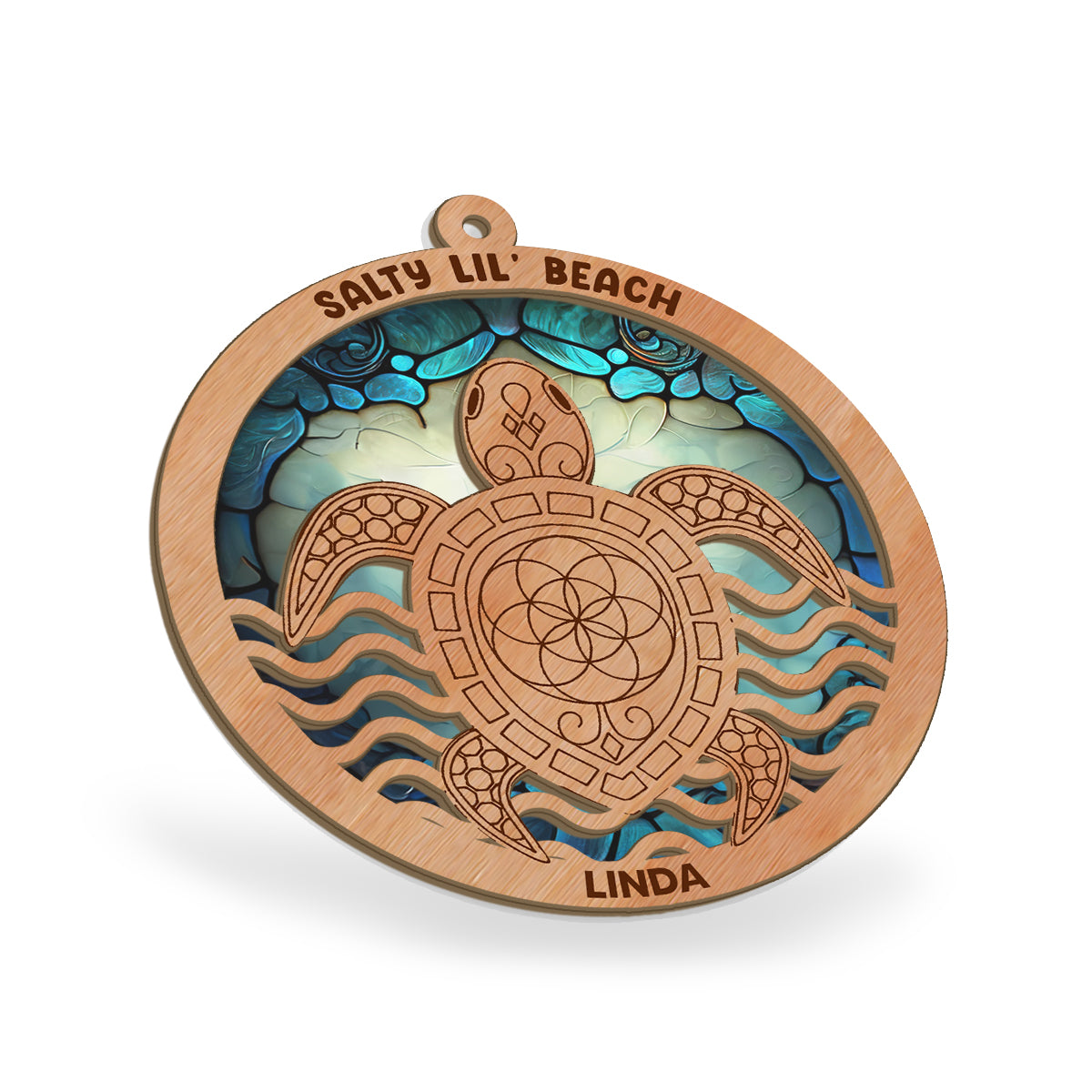 Océan coloré - Attrape-soleil tortue personnalisé