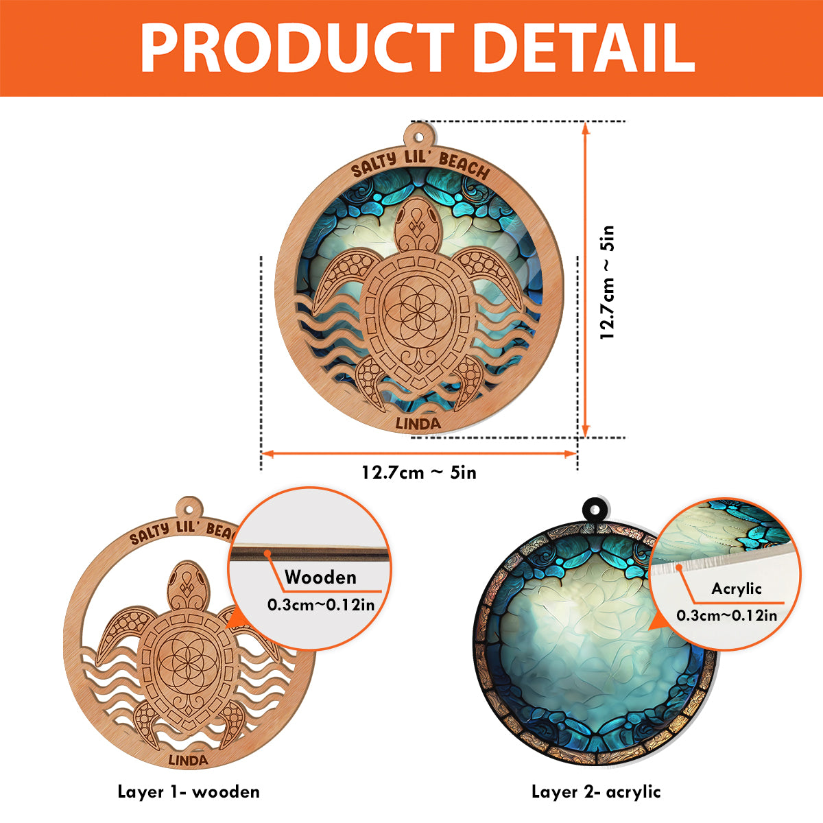 Océan coloré - Attrape-soleil tortue personnalisé