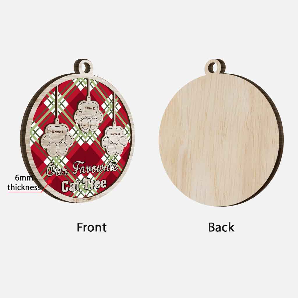 Favorite Cat Tree - Personalized Christmas Layered Wood Ornament