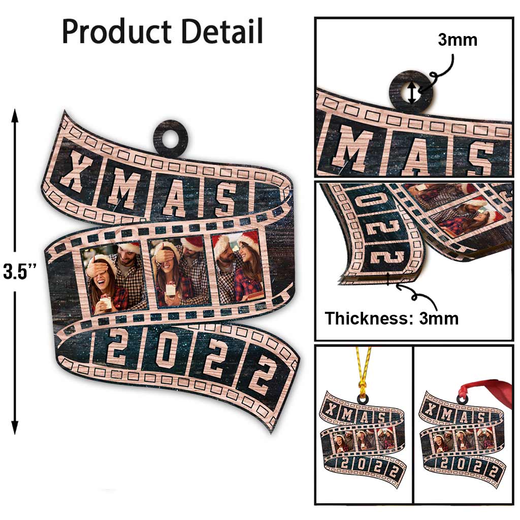 Rouleau de film pour couple - Noël 2022 - Ornement de Noël personnalisé pour couple (Impression recto verso)