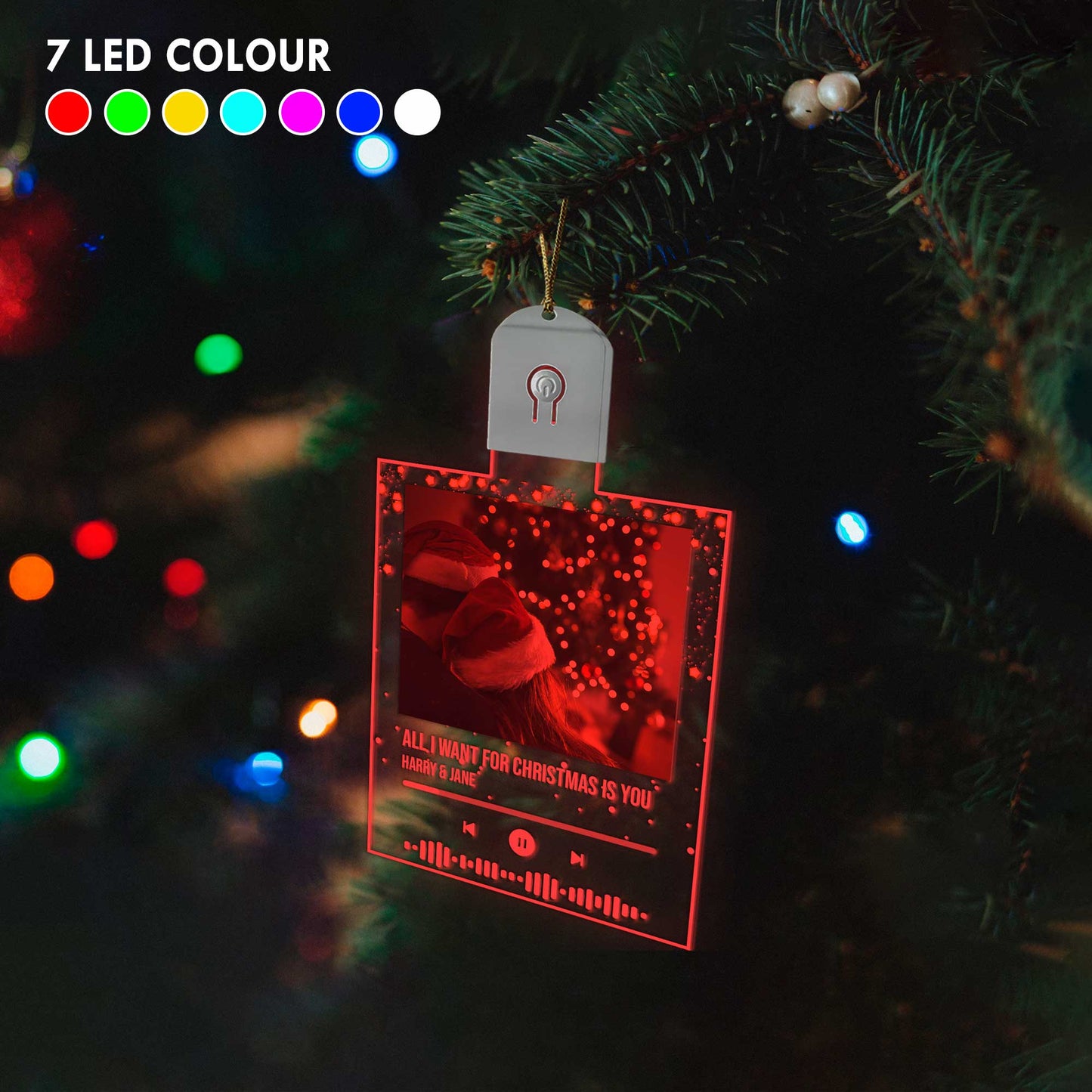 Tout ce que je veux pour Noël, c'est toi - Ornement de Noël personnalisé en acrylique LED en forme de couple