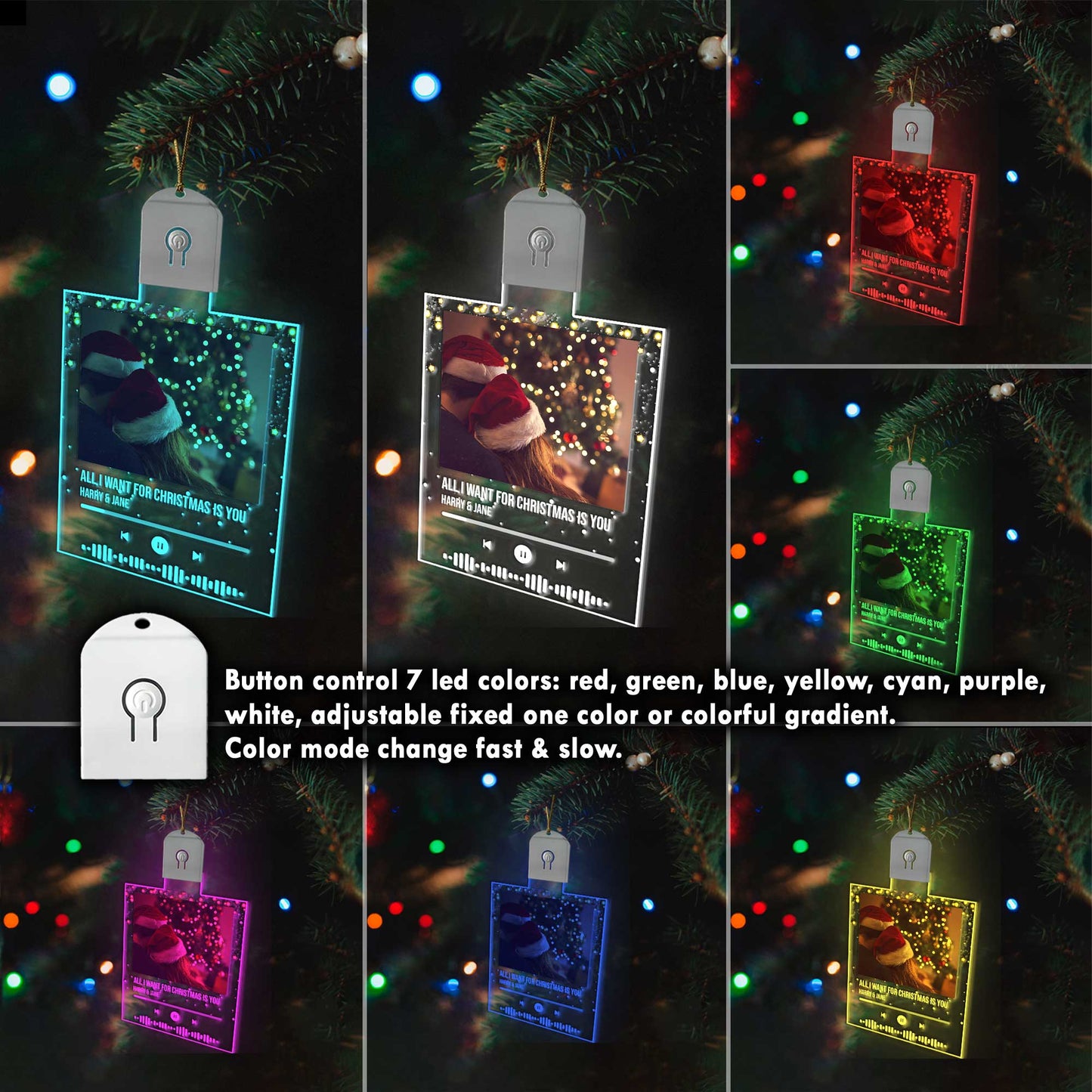 Tout ce que je veux pour Noël, c'est toi - Ornement de Noël personnalisé en acrylique LED en forme de couple