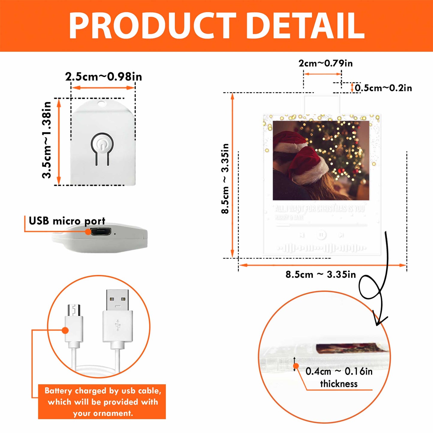 Tout ce que je veux pour Noël, c'est toi - Ornement de Noël personnalisé en acrylique LED en forme de couple