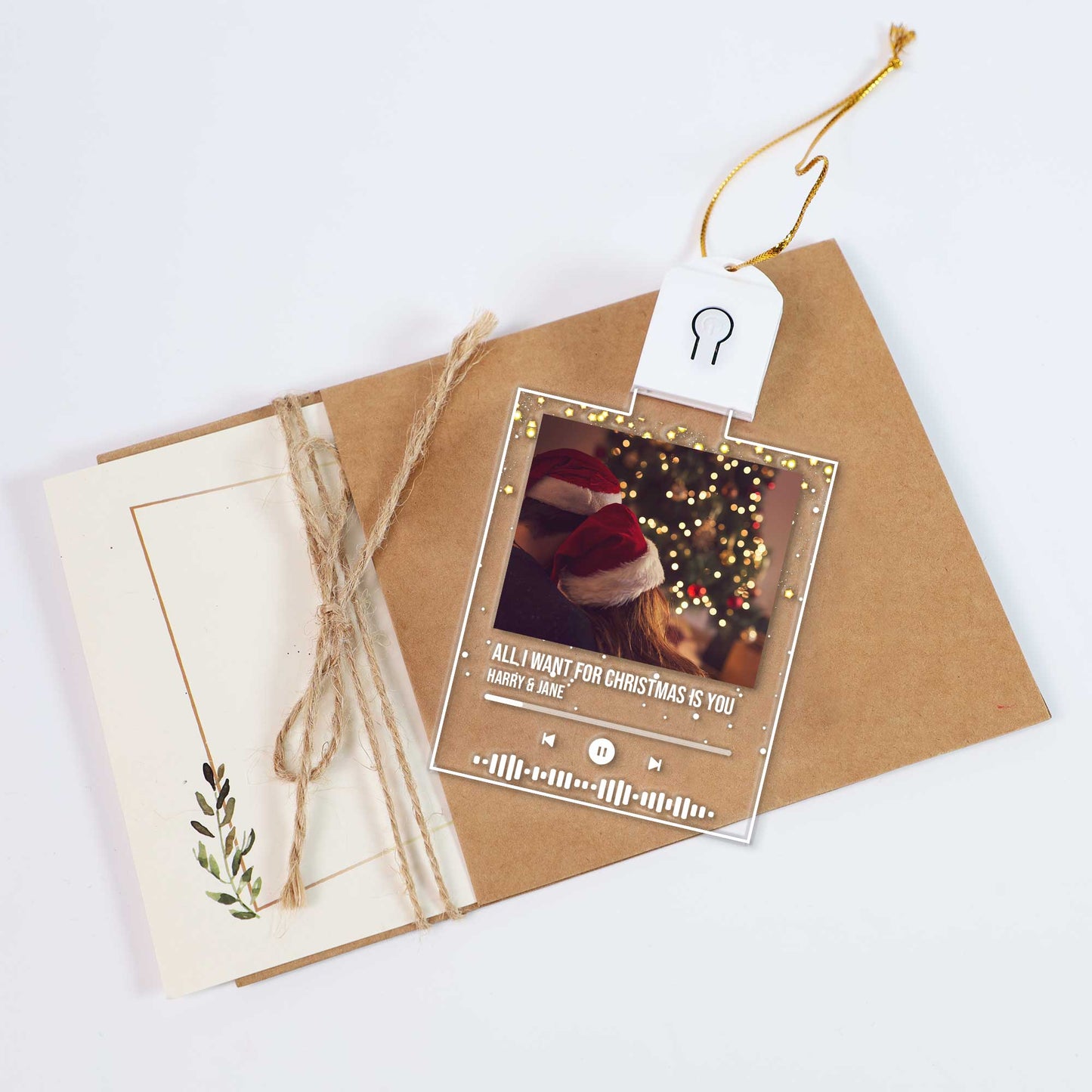 Tout ce que je veux pour Noël, c'est toi - Ornement de Noël personnalisé en acrylique LED en forme de couple