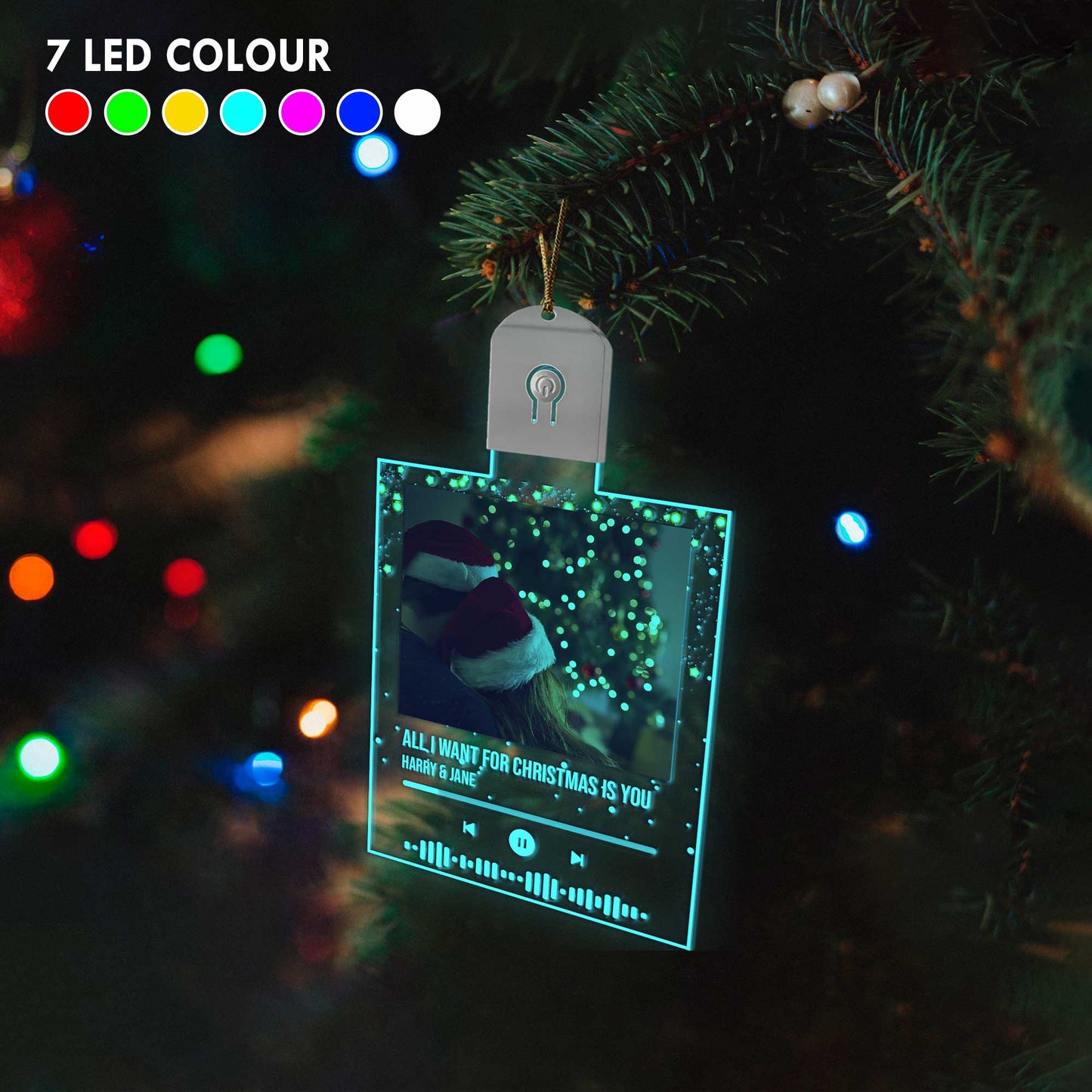 Tout ce que je veux pour Noël, c'est toi - Ornement de Noël personnalisé en acrylique LED en forme de couple