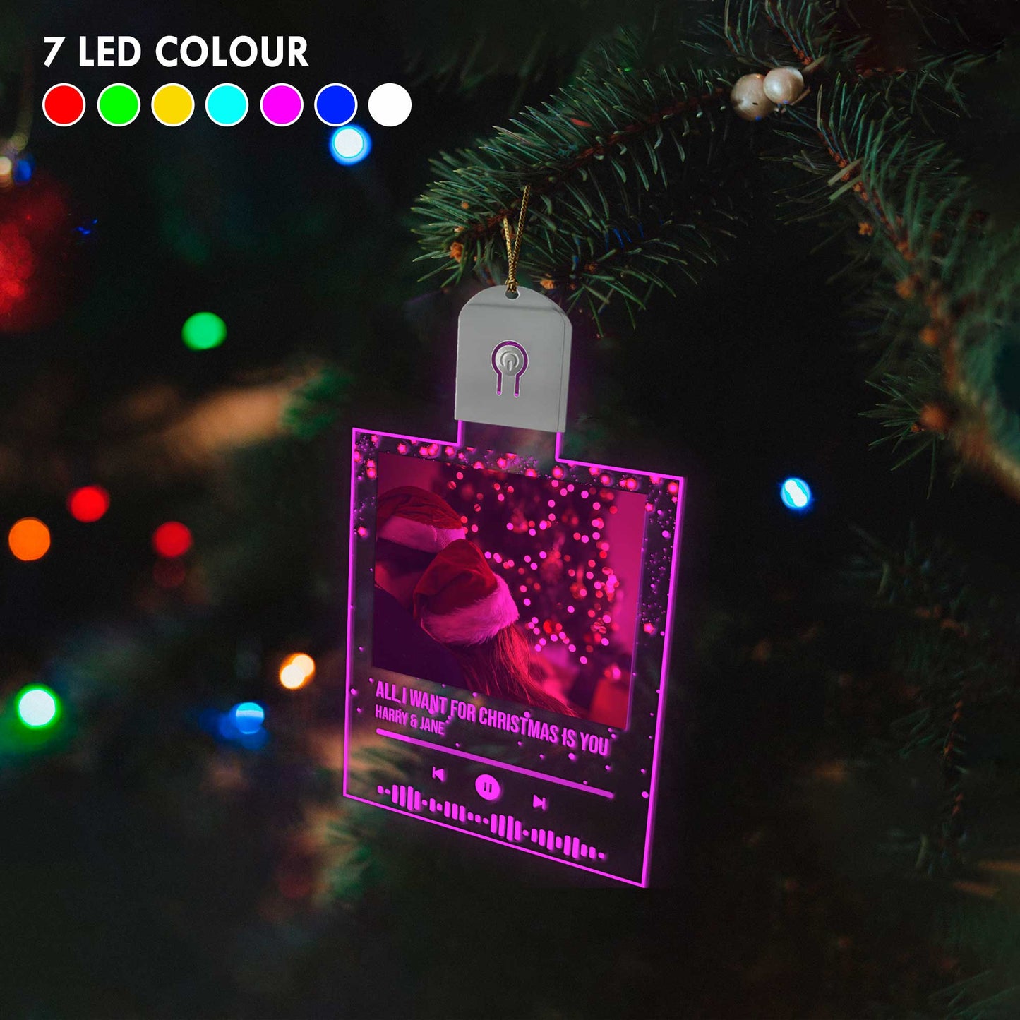 Tout ce que je veux pour Noël, c'est toi - Ornement de Noël personnalisé en acrylique LED en forme de couple