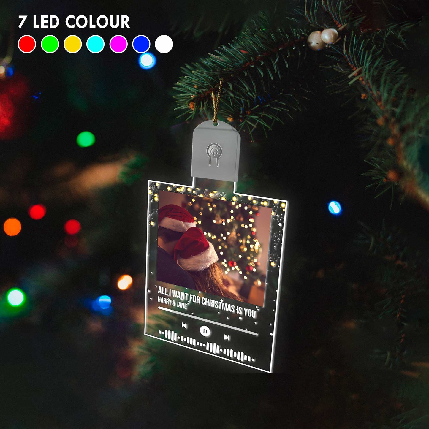 Tout ce que je veux pour Noël, c'est toi - Ornement de Noël personnalisé en acrylique LED en forme de couple