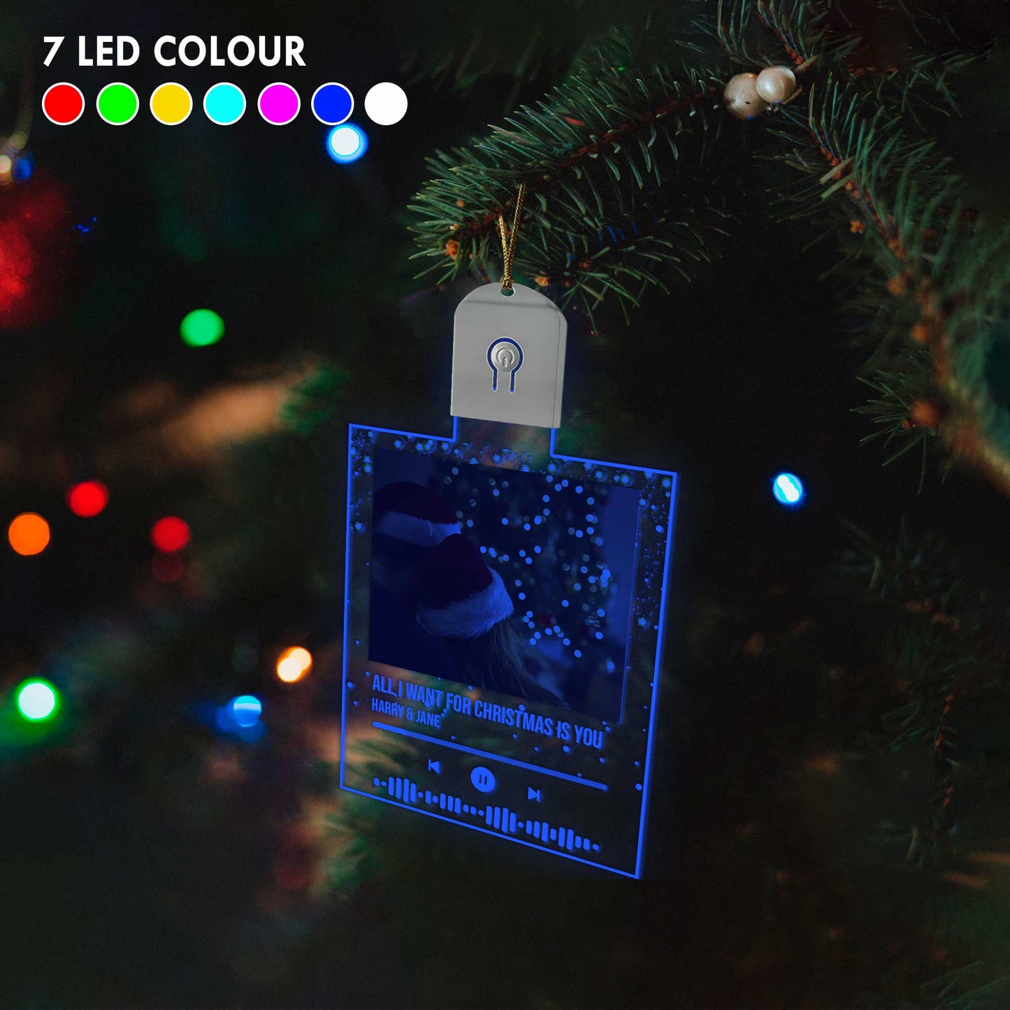 Tout ce que je veux pour Noël, c'est toi - Ornement de Noël personnalisé en acrylique LED en forme de couple