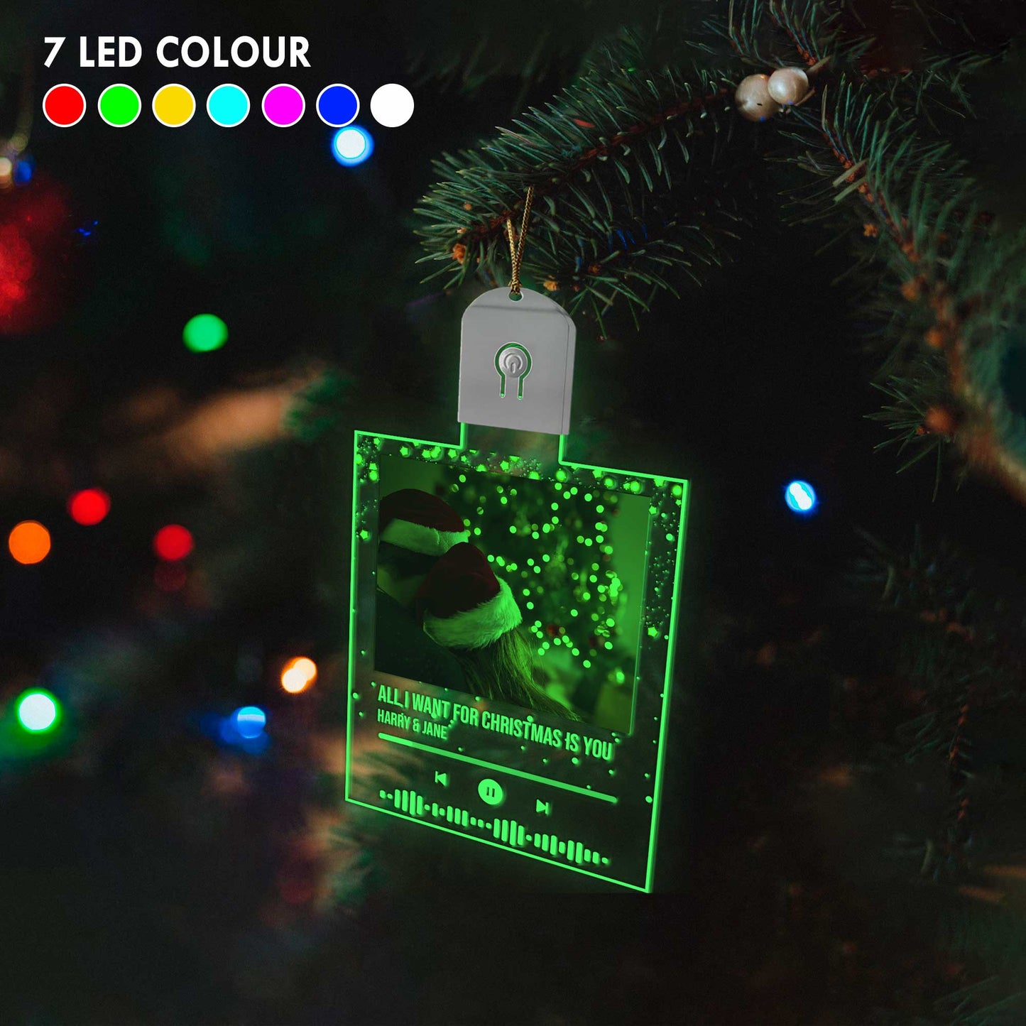 Tout ce que je veux pour Noël, c'est toi - Ornement de Noël personnalisé en acrylique LED en forme de couple