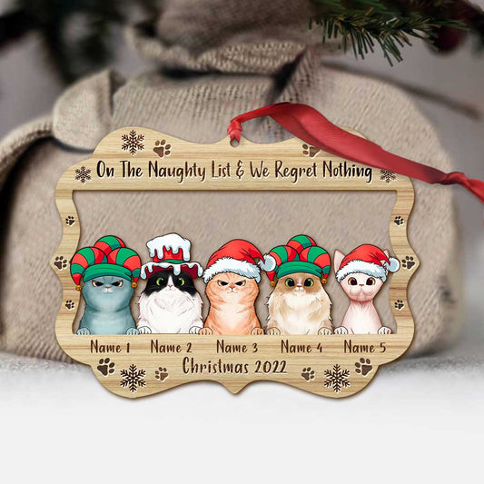 Adorables pattes de chat - Ornement de Noël personnalisé en forme de chat (Impression recto verso)