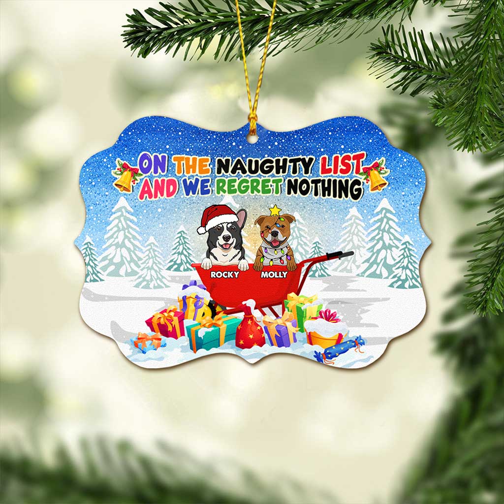 Sur la liste des vilains - Ornement de Noël personnalisé pour chien (Imprimé des deux côtés)