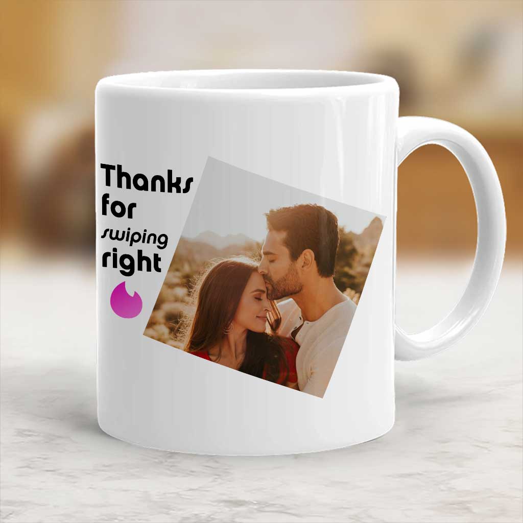 Merci d'avoir swipé à droite ! – Mug personnalisé pour couple