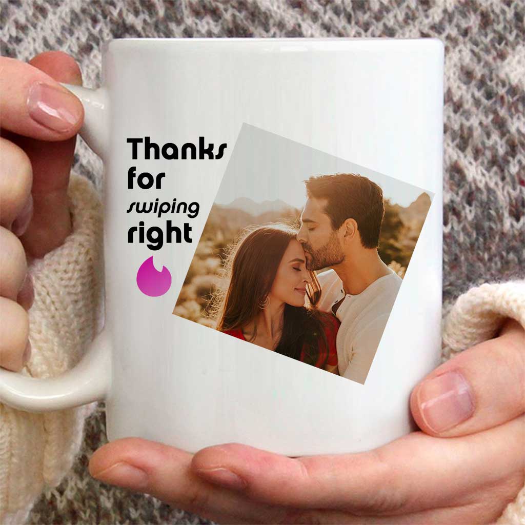Merci d'avoir swipé à droite ! – Mug personnalisé pour couple
