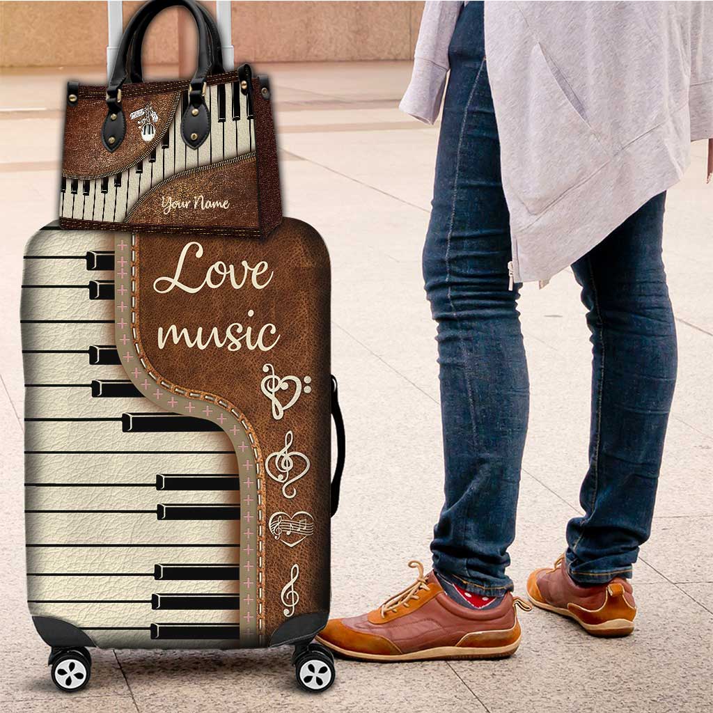 La musique, c'est ma vie - Housse de sac à main et de valise personnalisée en cuir de piano