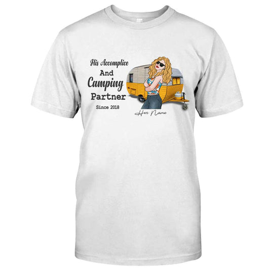 His Accomplice And Camping Partner - Personalized Couple T-shirt and Hoodie