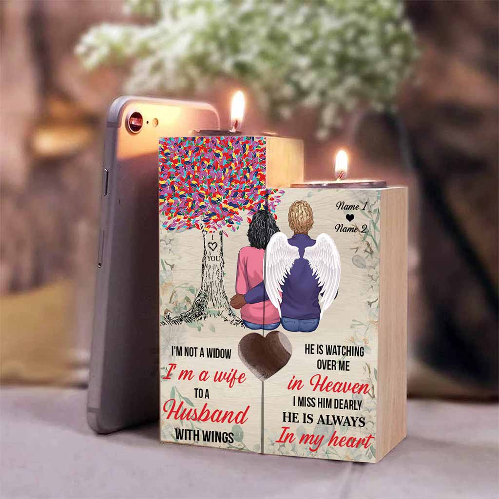 I'm A Wife To A Husband With Wings - Personalized Couple Candle Holder