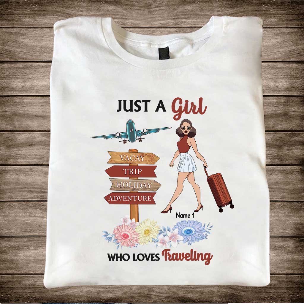 Juste une fille qui aime voyager - T-shirt et sweat à capuche personnalisés