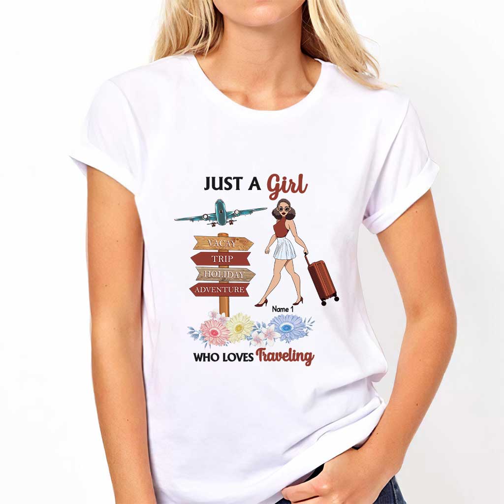 Juste une fille qui aime voyager - T-shirt et sweat à capuche personnalisés
