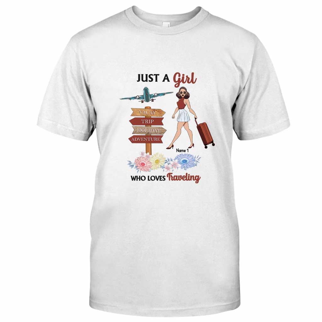 Juste une fille qui aime voyager - T-shirt et sweat à capuche personnalisés