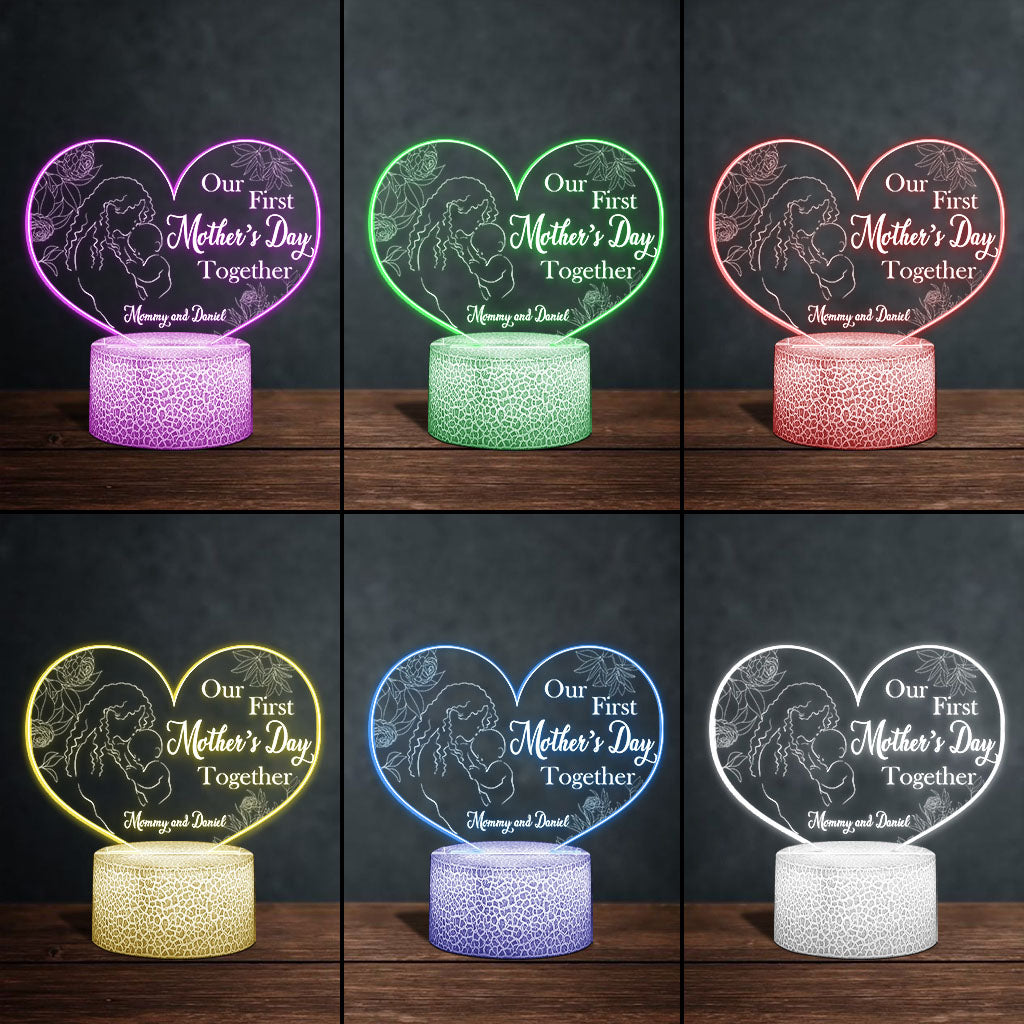 Notre première fête des Mères ensemble - Plaque lumineuse personnalisée en forme de maman pour la fête des Mères