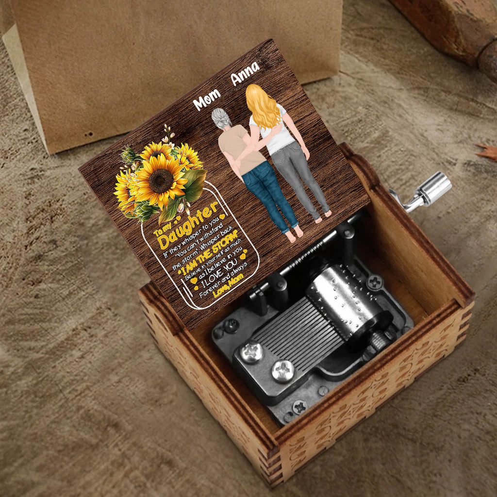 À ma fille - Boîte à musique à manivelle personnalisée pour la fête des mères
