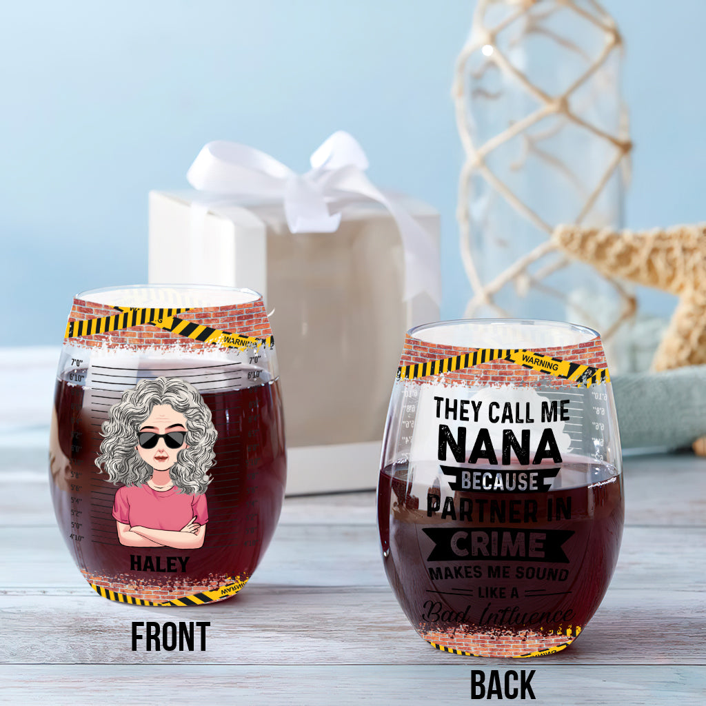 Nana Partners In Crime - Personalized Mother's Day Grandma All Over Wine Glass