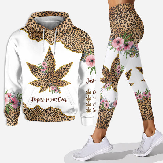 Maman la plus cool du monde - Sweat à capuche et legging personnalisés pour la fête des mères (motif cannabis)