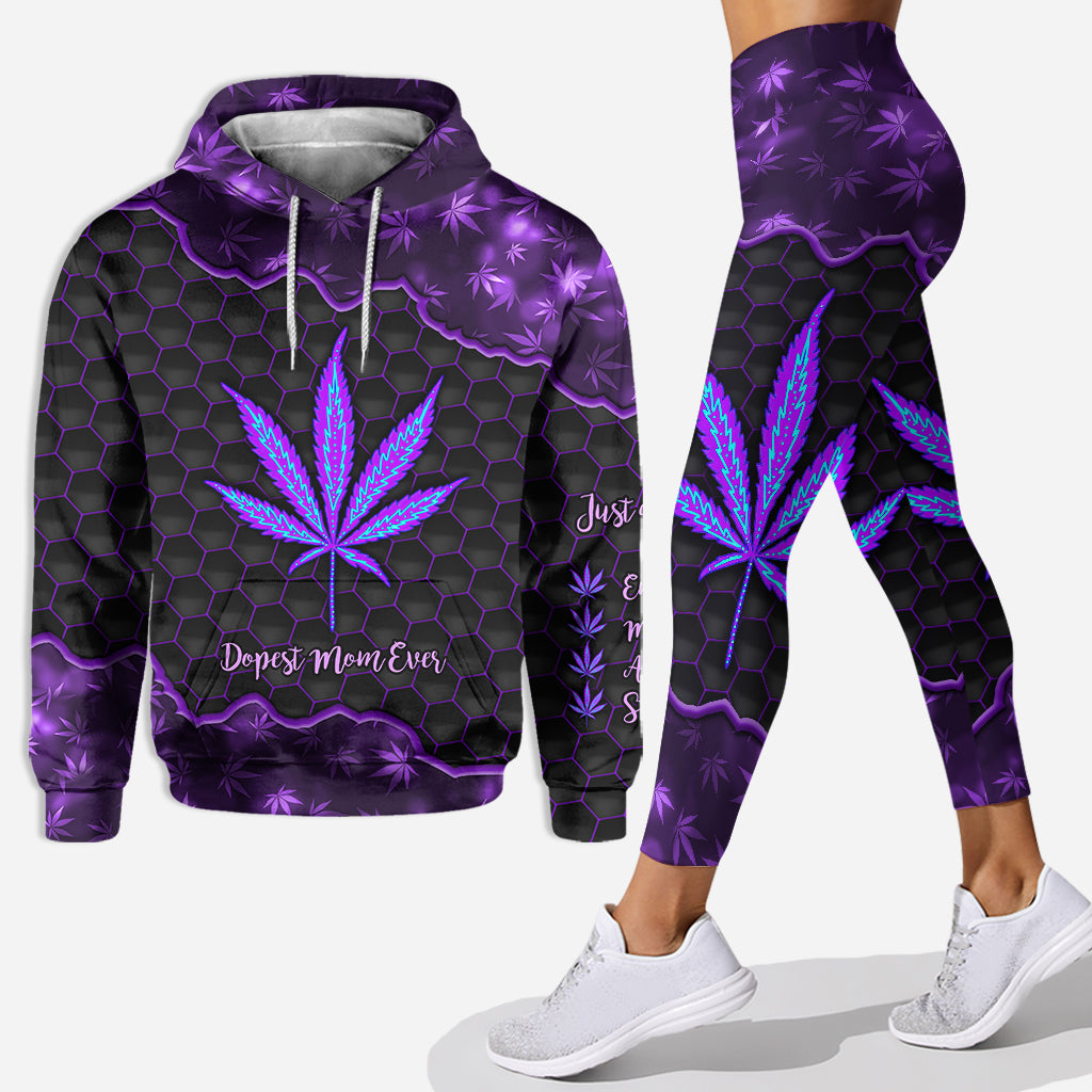 Maman la plus cool du monde - Sweat à capuche et legging personnalisés pour la fête des mères (motif cannabis)