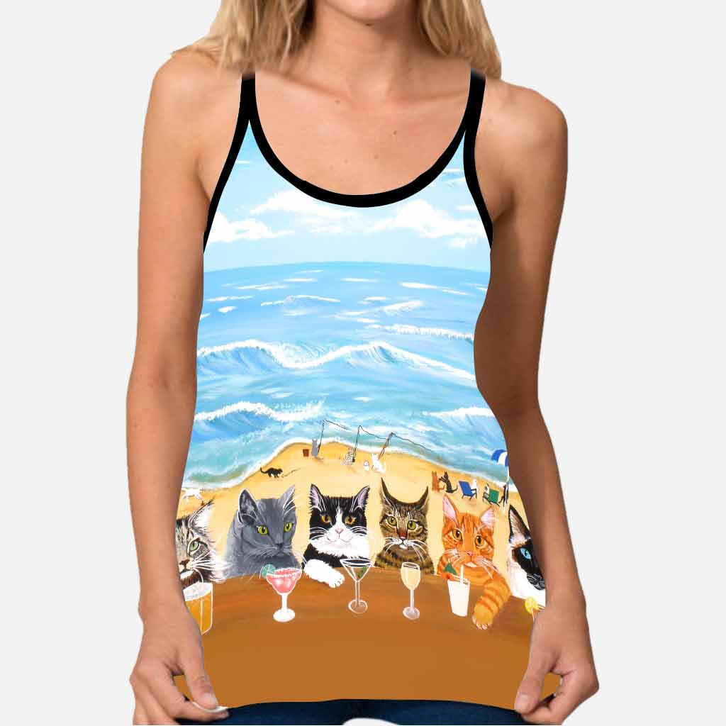 Débardeur « Été à la plage » - Motif chat croisé