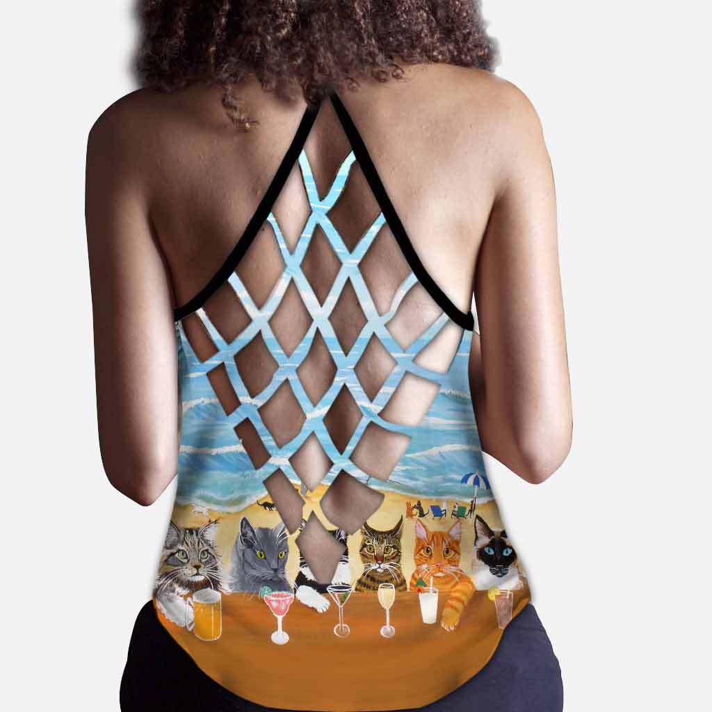 Débardeur « Été à la plage » - Motif chat croisé