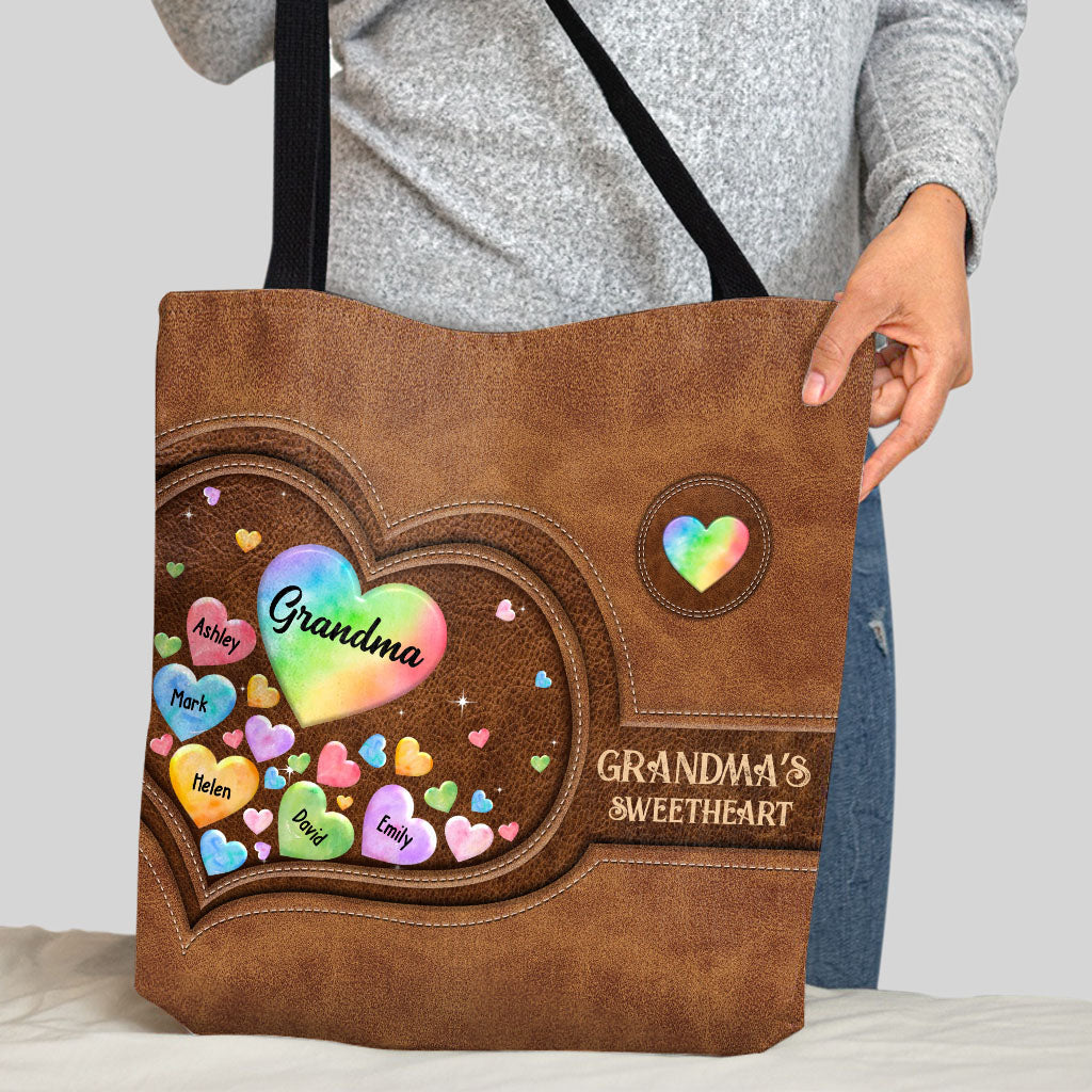 Sac fourre-tout personnalisé « Cœur coloré de grand-mère » - Cadeau pour grand-mère, maman