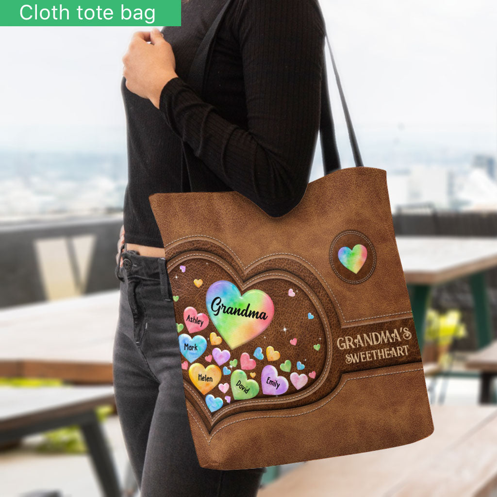 Sac fourre-tout personnalisé « Cœur coloré de grand-mère » - Cadeau pour grand-mère, maman